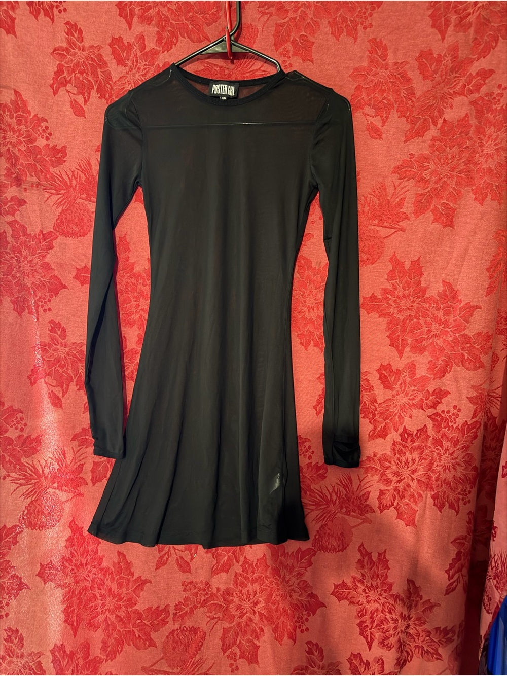 Black long sleeve poster girl mesh dress